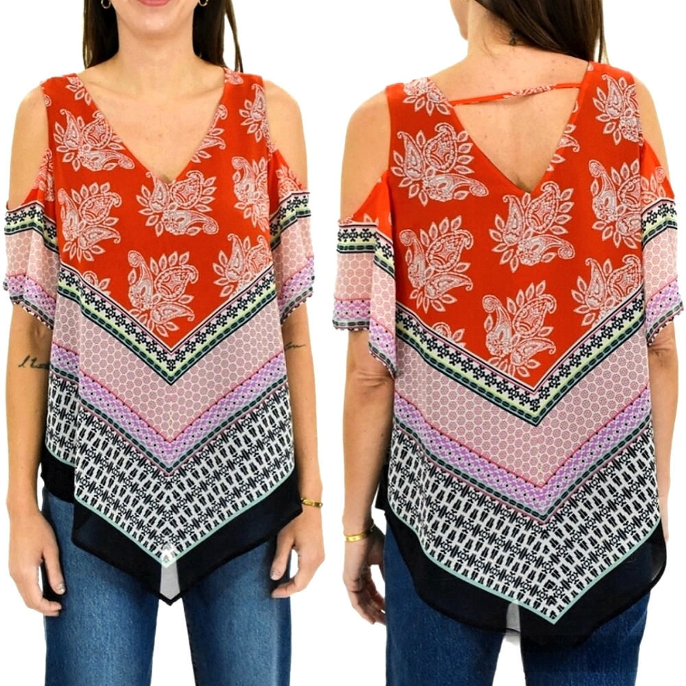 DR2 Daniel Rainn | Anthropolgie Cold Shoulder Boho Blouse